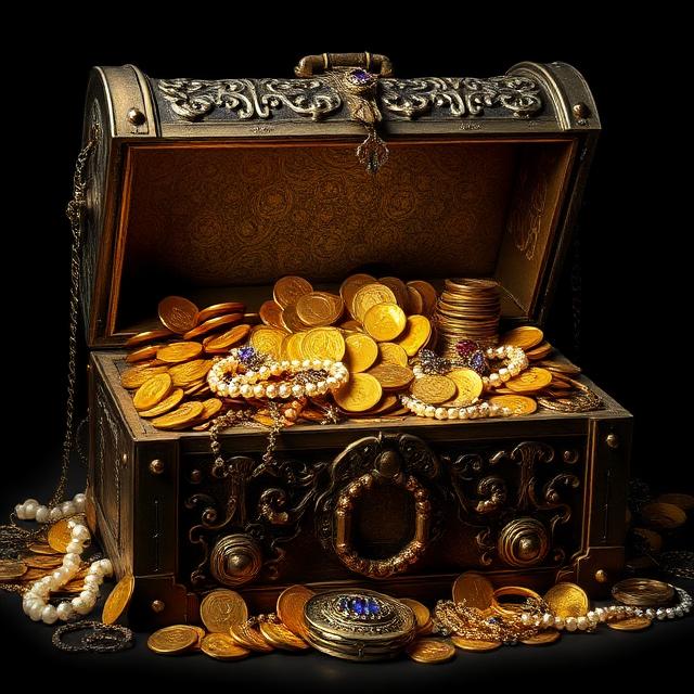 Treasure chest overflowing with gold